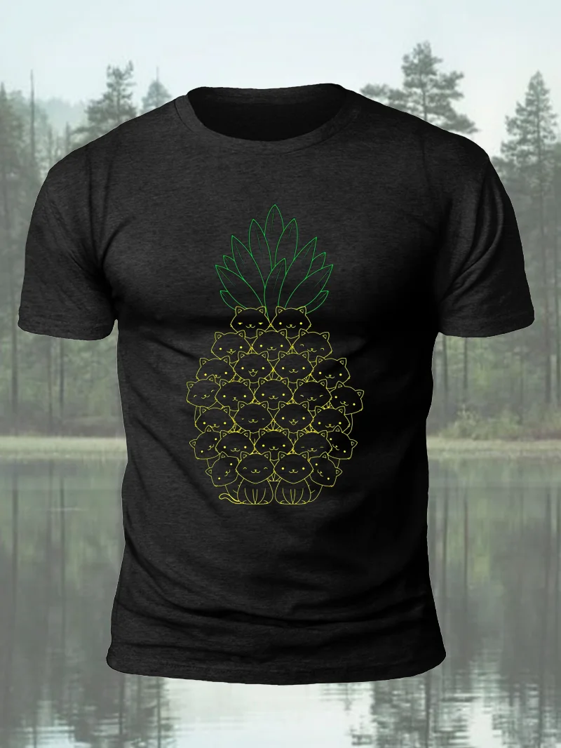 Personalized Pineapple Print Short Sleeve Men's T-Shirt in  mildstyles