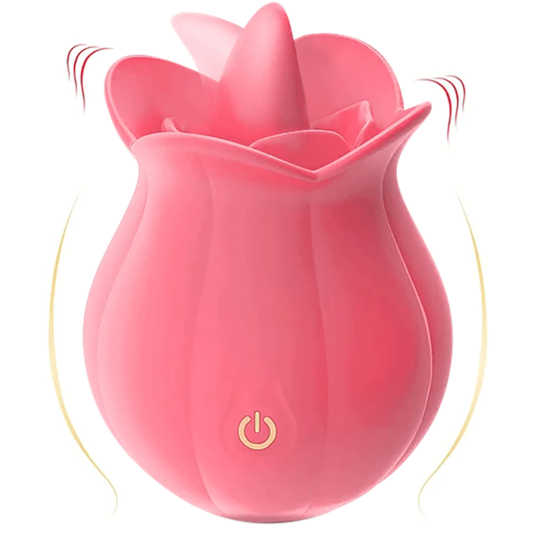 10 Speeds Rose Clitoral Stimulator With Licking Vibrator - Rose Toy