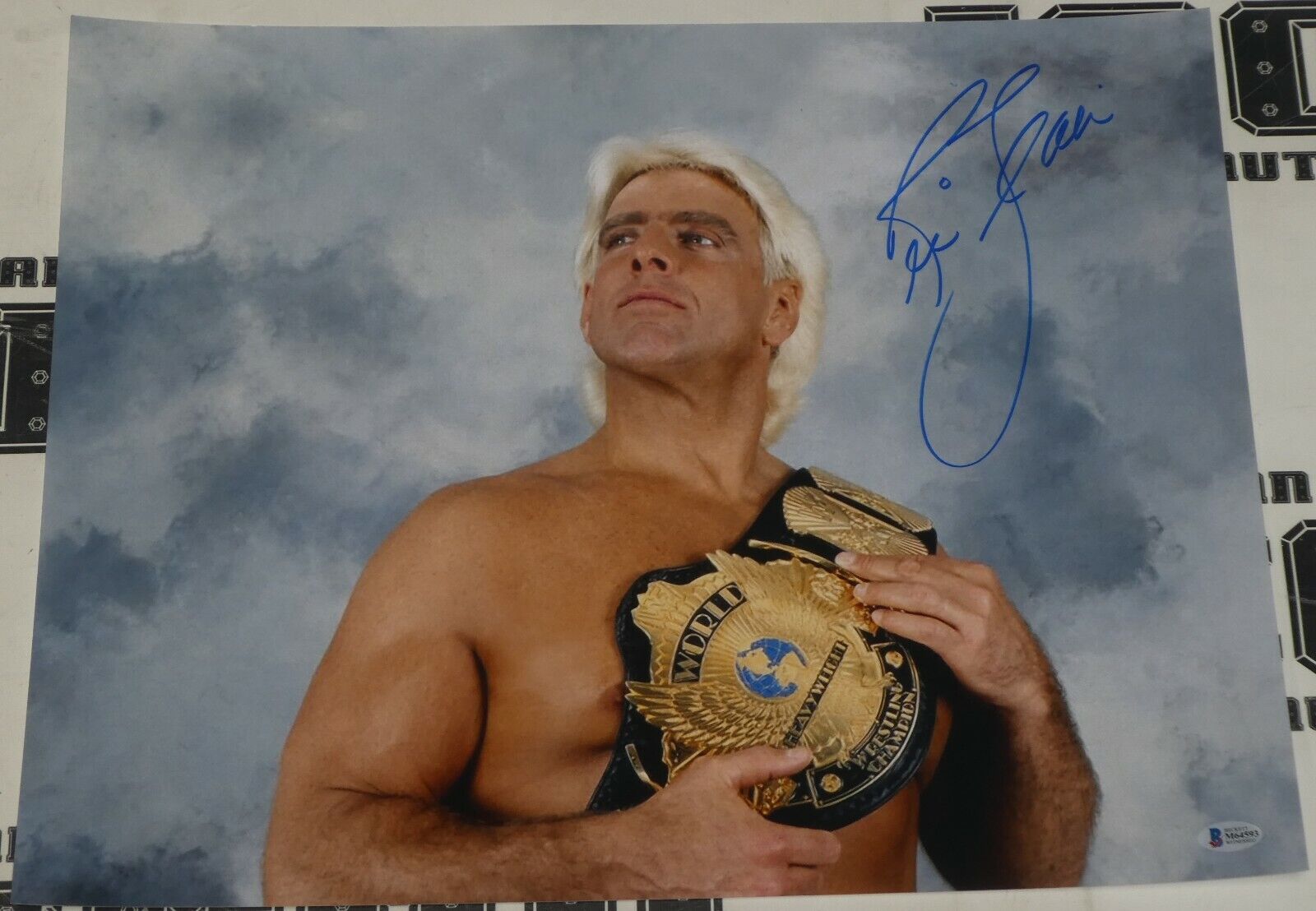 Ric Flair Signed 16x20 Photo Poster painting BAS Beckett COA WWE Picture w/ Winged Eagle Belt