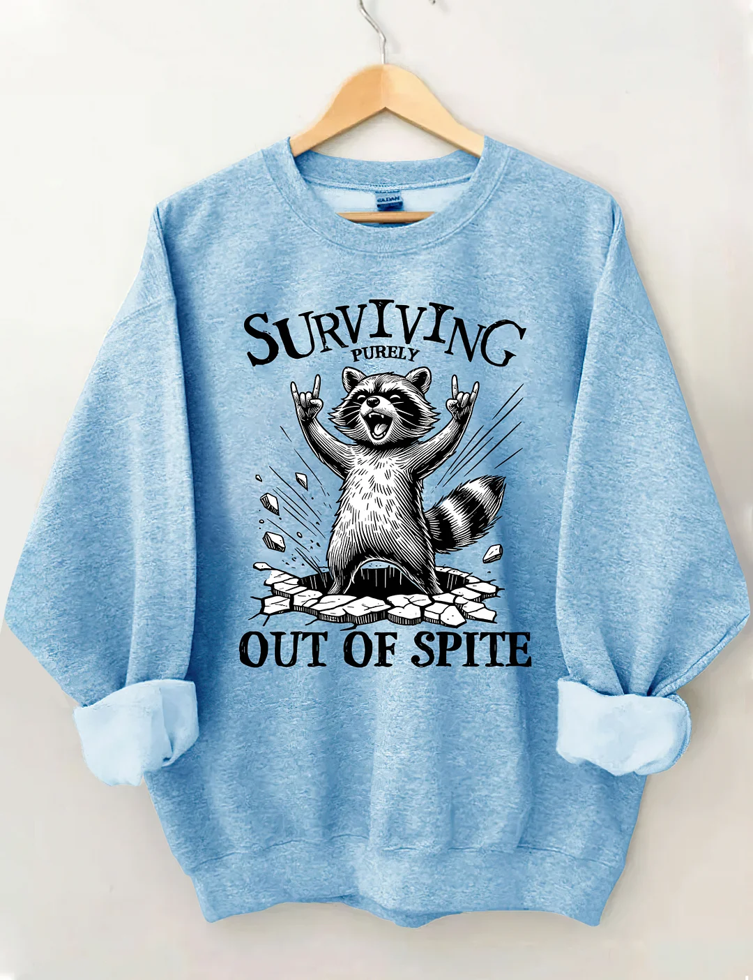 Surviving Purely Out Of Spite Raccoon Sweatshirt