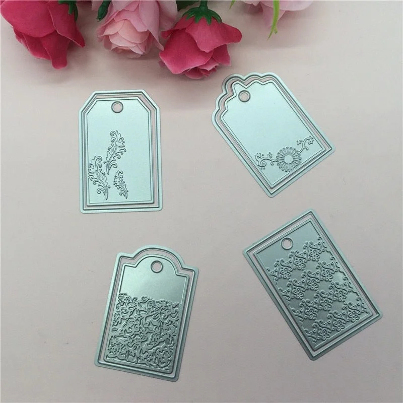 4x Label Tags Metal Cutting Dies Stencil Scrapbooking Album Embossing Craft DIY