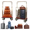 [US Local Warehouse] Hotel Luggage Cart 39Lx19Wx68H Inch Bellman Cart with 881lb Load Capacity 8-inch Silent Rubber Casters Carpet Deck Bumper Rails Hotel Service Trolley for Commercial Use Condos Resorts