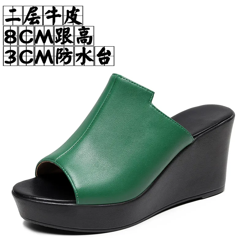 Breakj Breakj Comfortable Outside Slope And Slippers Women's Summer Fashion High-Heeling Waterproof Table Thick Bottom Pine Cake Cool Drag And Word Drag