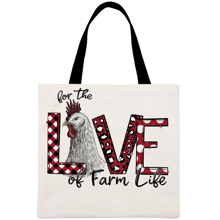 For the love of the farm live village life Printed Linen Bag