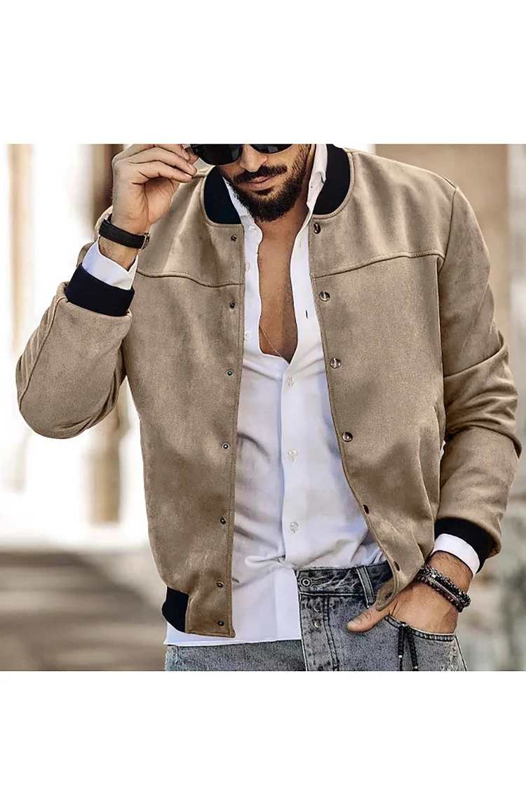 Casual Stand-Up Collar Button Loose Fit Jacket