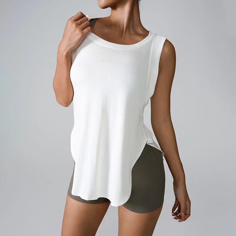 Loose-fitting sleeveless loose-fitting sports tops