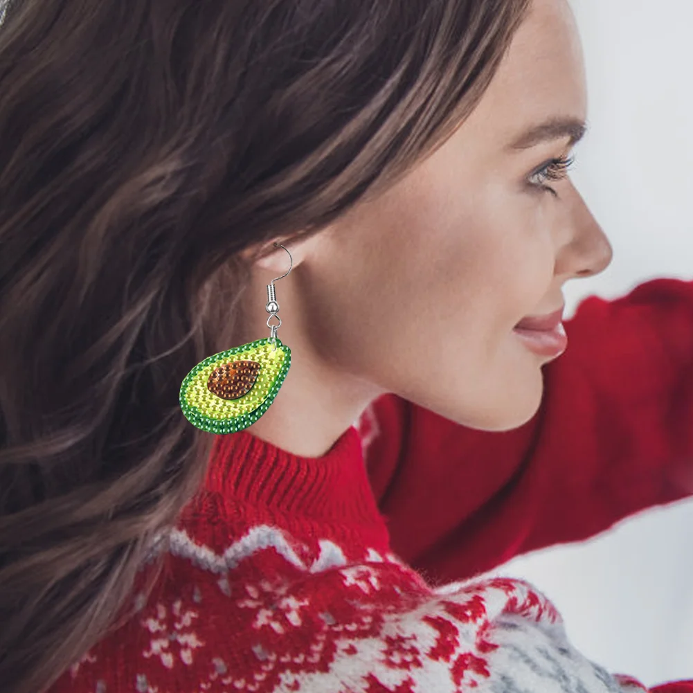 4 Pairs Fruits Double Sided Diamond Painting Earrings DIY Earrings Making Kit