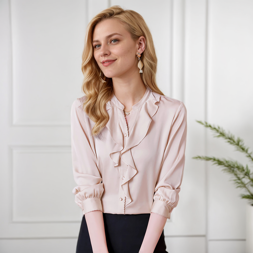 Silk Shirt for Women with Lace Collar REAL SILK LIFE