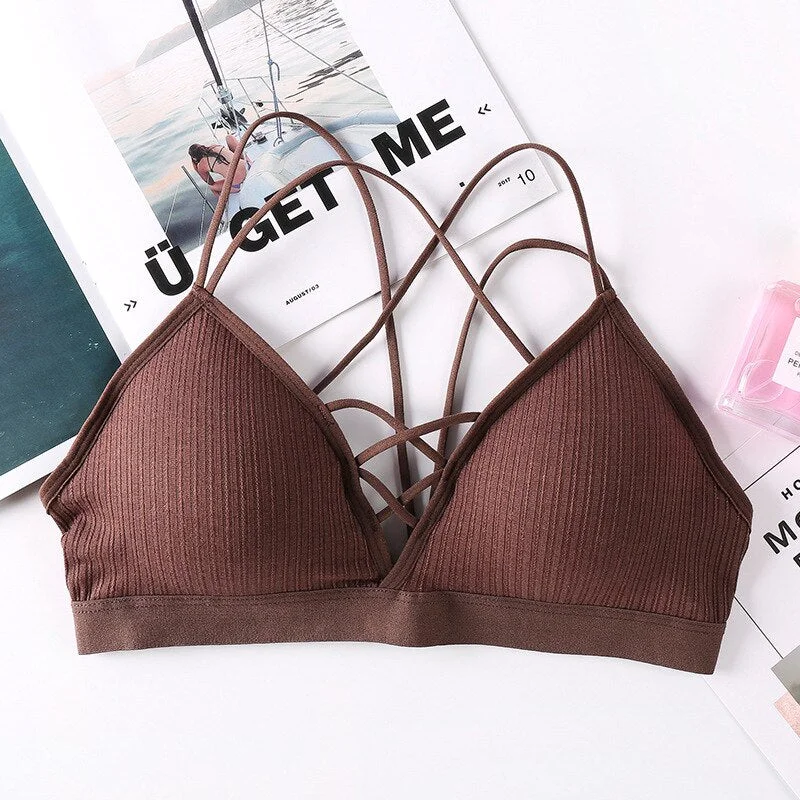Sexy elastic rally bra push chest bra summer anti-glare Korean version wild steel tube bra sexy no steel ring bra