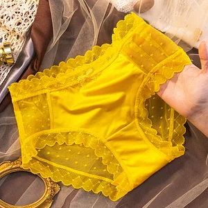 New Lace Satin Silk Cotton Crotch Sexy Briefs