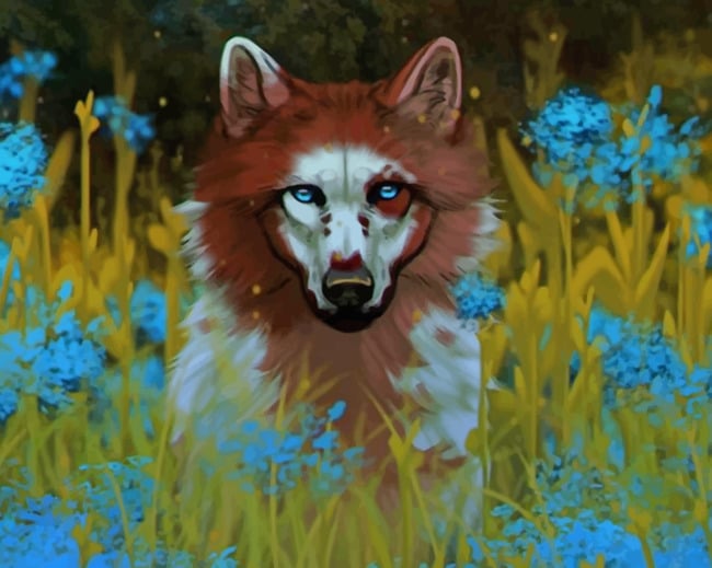 

Wolf Dog And Flowers – Paint By Numbers - 40*50CM, 501 Original
