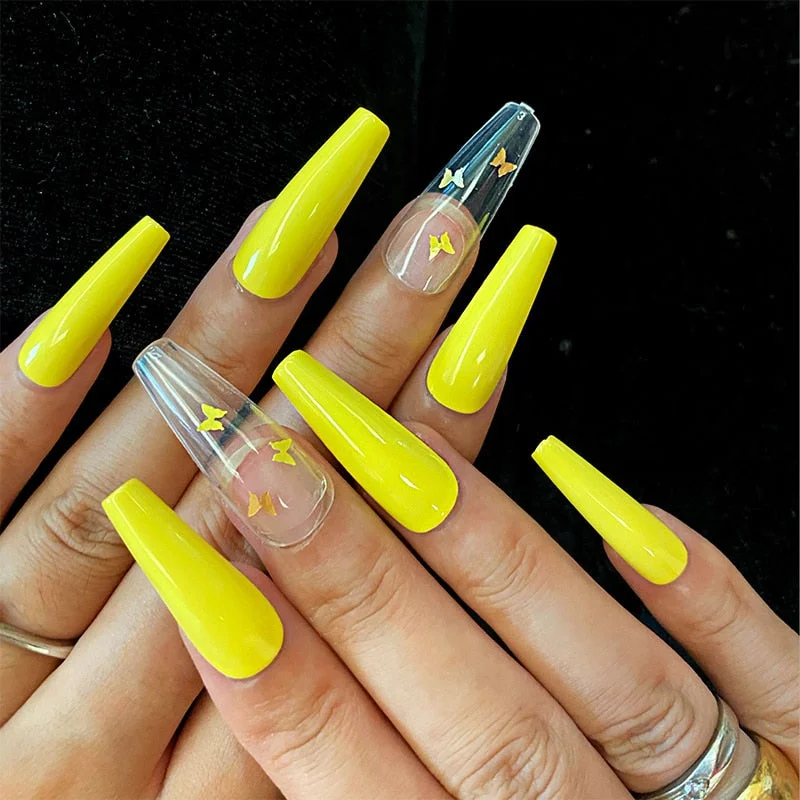 24pcs Fake long fingernail Ballet Nude color transparent Pink cloud Manicure patch press on nails with designs for girls sticker-Nail Inspo