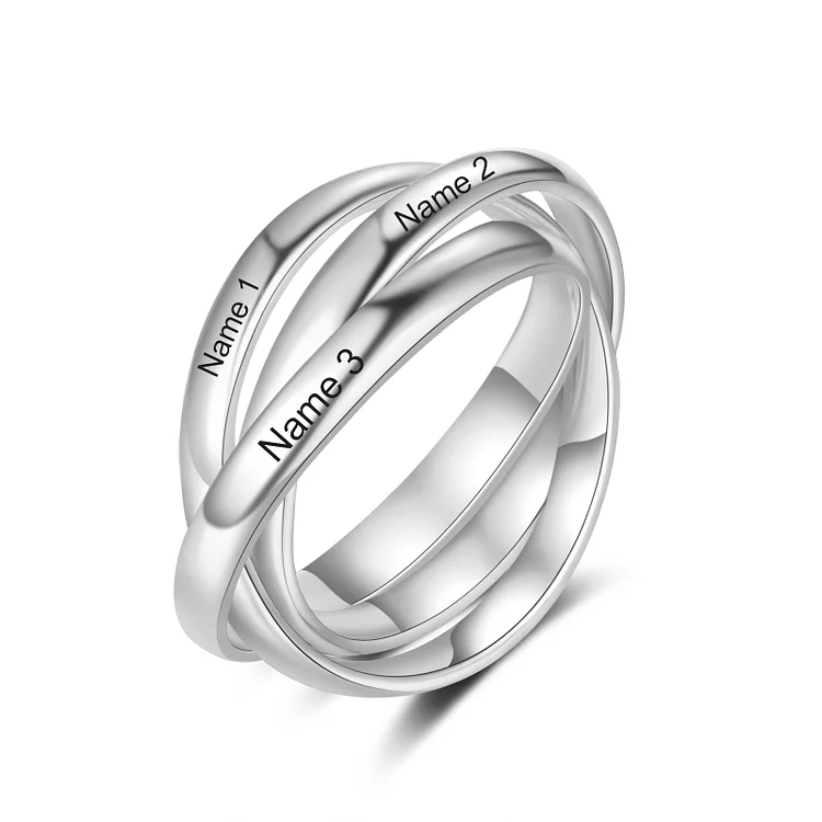 Personalized 3 Names Women's Ring