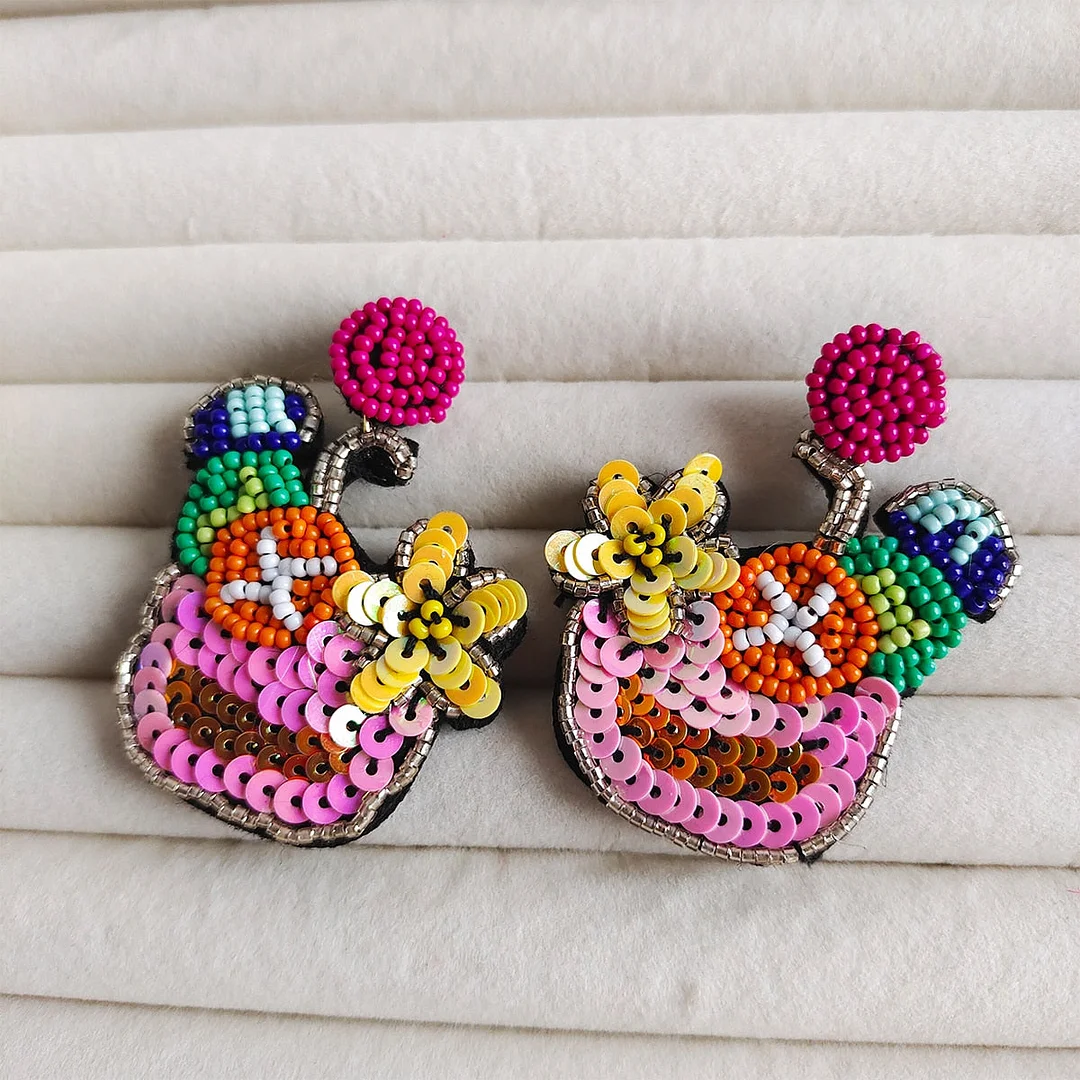 Dvacaman Boho Statement Big Leaf Drop Earrings 2022 for Women Fashion Vintage Irregular Yellow Green Long Beads Earrings Jewelry