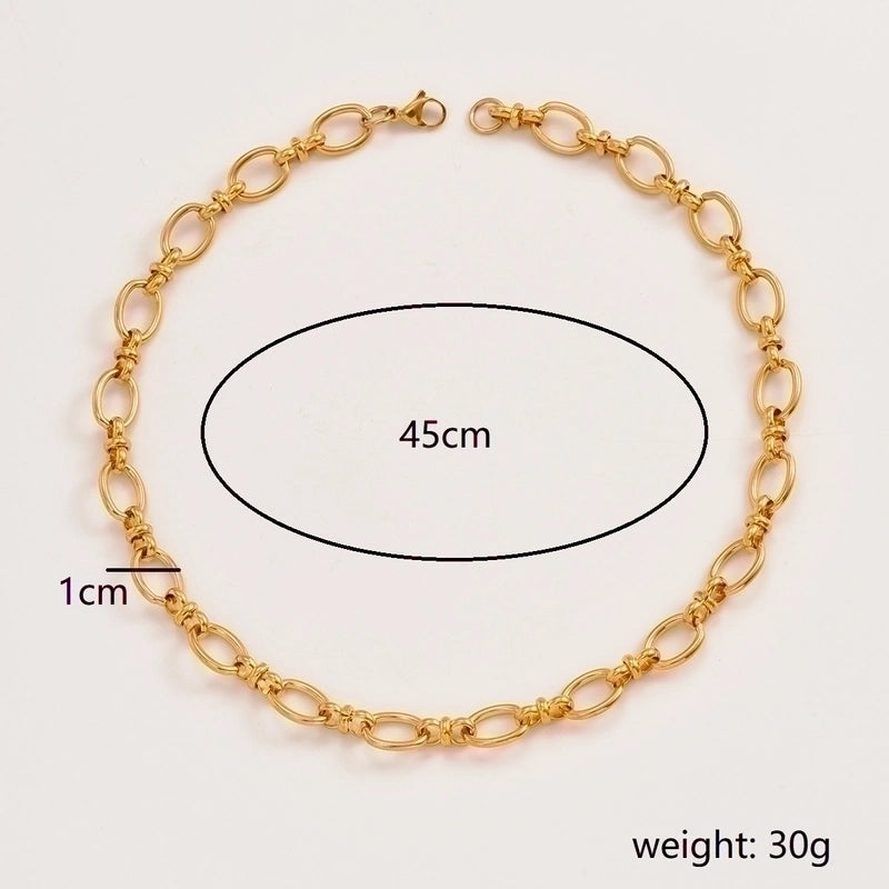 201 Stainless Steel 18K Gold Plated Hip-Hop Vacation Patchwork Plating Solid Color Necklace