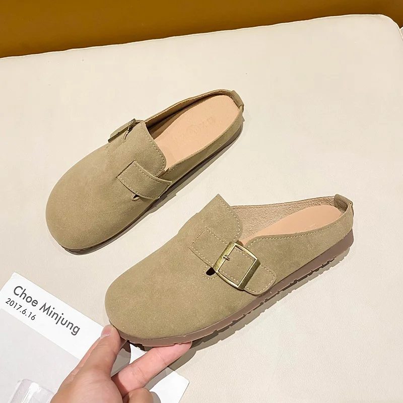 Churchf Churchf Baotou Slippers Female 2024 Summer New Wear Muller Shoes Women's Shoes Sen Female Wind Flat Lazy Drag