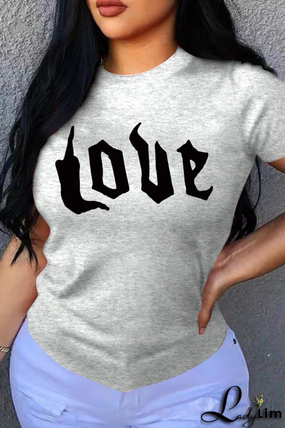 White Fashion Casual Letter Print Basic O Neck T-Shirts