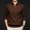 Men's Half Zip Solid Color Casual Sweater