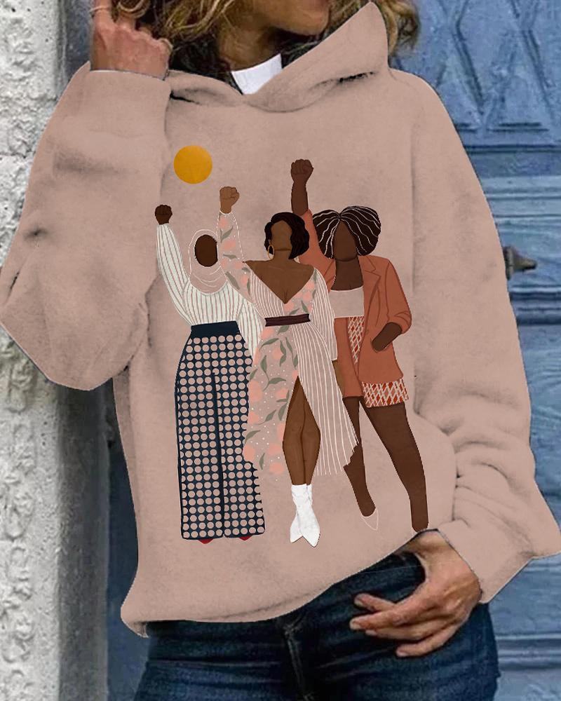 Brown Women Get Up Long Sleeves Hoodie