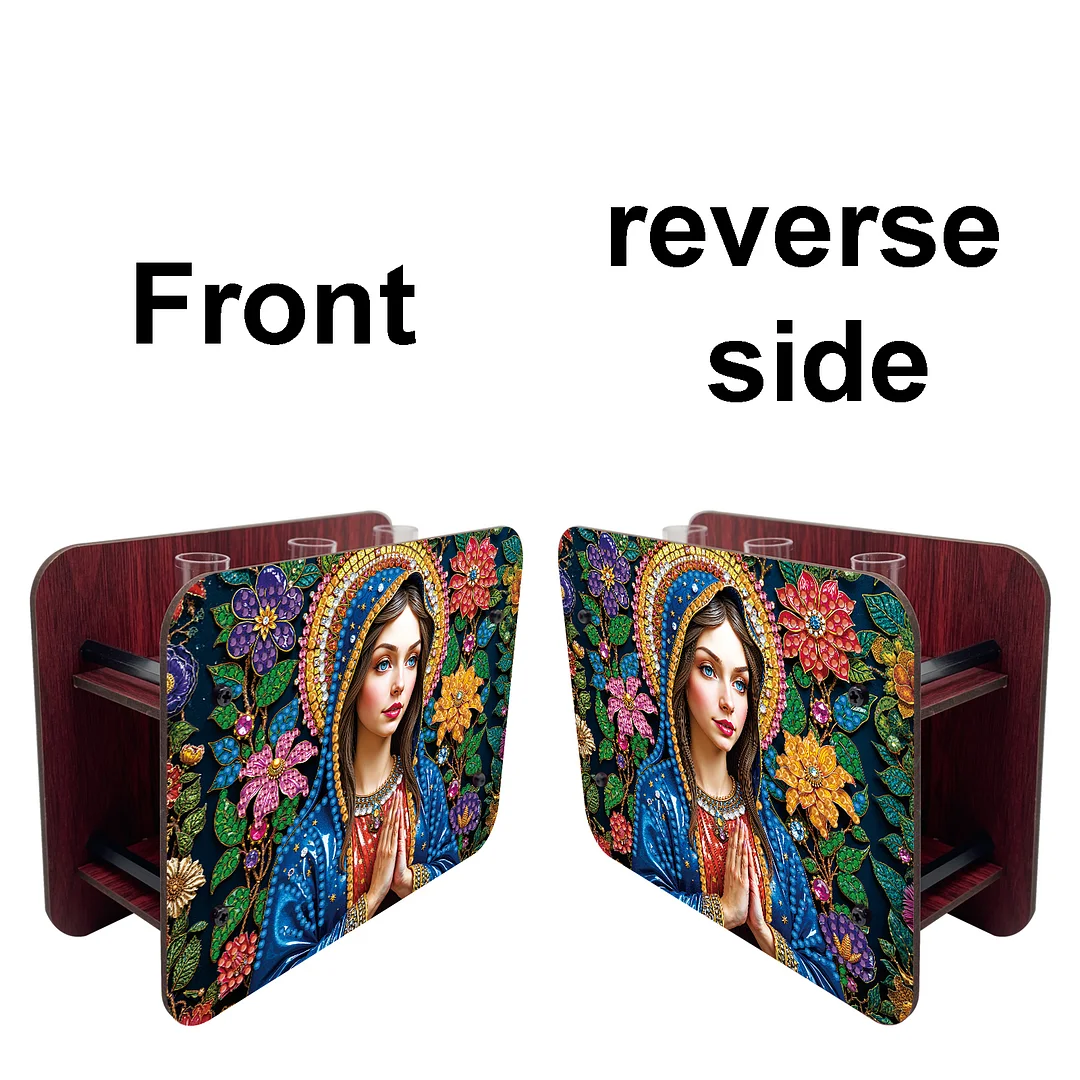 Lady DIY Flower Vase Wooden Double Sided Desktop Diamond Art Kit for Home Decor