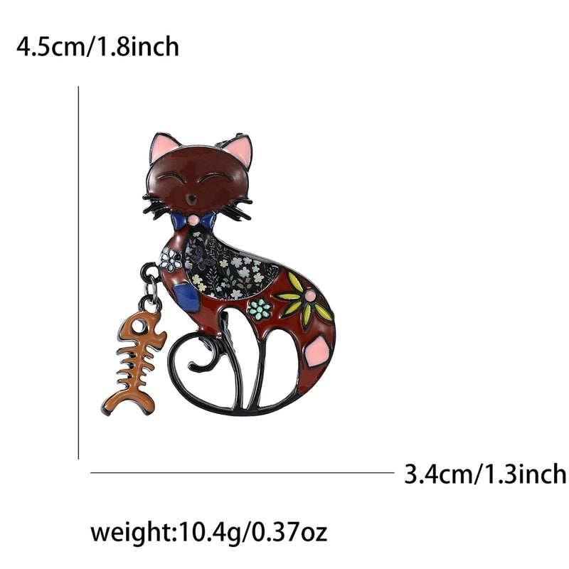 Cute Pin Cat Fish Bone Alloy Enamel Unisex Brooches