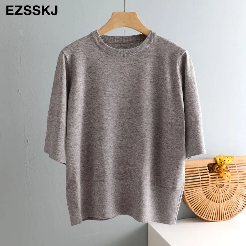chic Autumn winter loose thick Sweater Pullovers Women half Sleeve casual 2020  o-neck warm basic Sweater knit Jumpers top