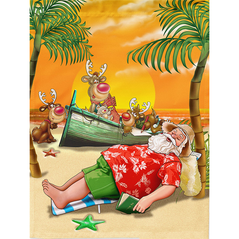 

Santa at the Beach - Round Drill Diamond Painting - 30*40CM, 501 Original