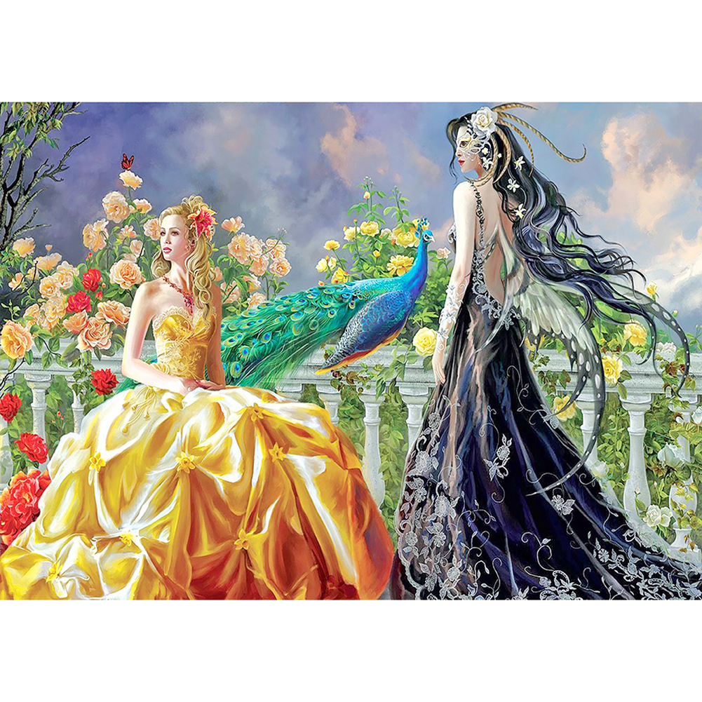 

40*30CM - Round Drill Diamond Painting - Fairy Beauty in Garden, 501 Original