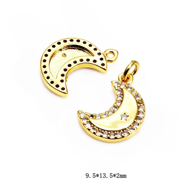 1 Piece 10*11mm 10*13mm 12*10.5mm Copper Zircon Star Heart Shape Flower Jewelry Accessories Pendant