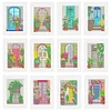 12pcs Doors DIY Mini Square Diamond Painting Set 15x18cm