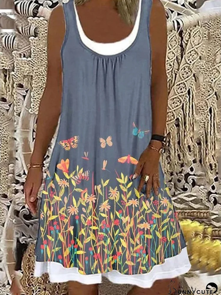 Fashion Sunflower Print Casual Dress