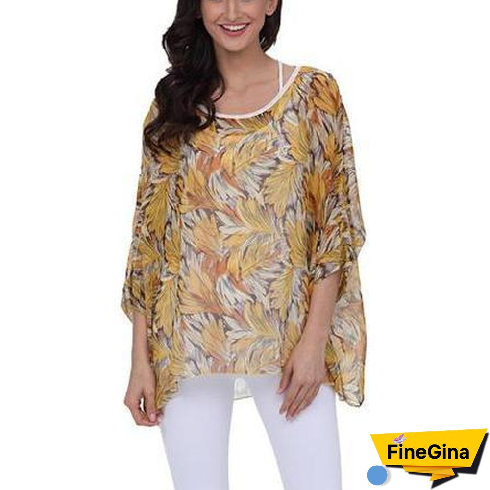 6XL Plus Size Women Chiffon Blouse Shirt Batwing Sleeve Tops Blouses