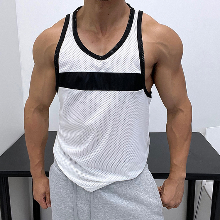 Men's Casual Mesh Vest Stitching Contrast Vest Breathable Sports Vest