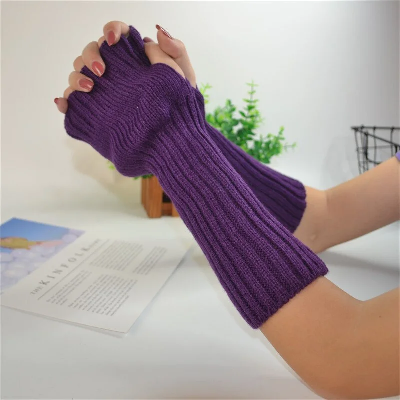 Arm Warmers Women Lengthen Crochet Knitting Solid Womens Simple Warm Comfortable Mittens Sleeve Set Leisure Chic High Quality