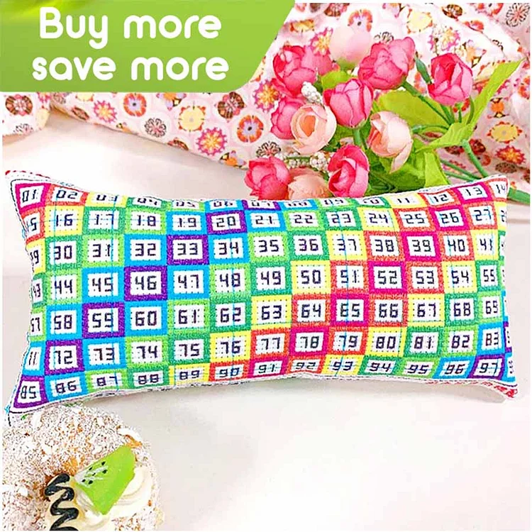 Number 1-98 Cross Stitch Embroidery Pin Cushion Colorful Rainbow Accessories DIY