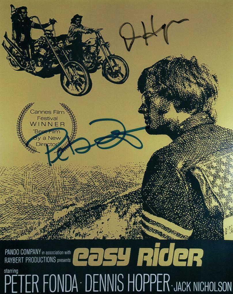 Dennis Hopper Peter Fonda signed 8x10 Photo Poster painting with COA autographed Pic very nice