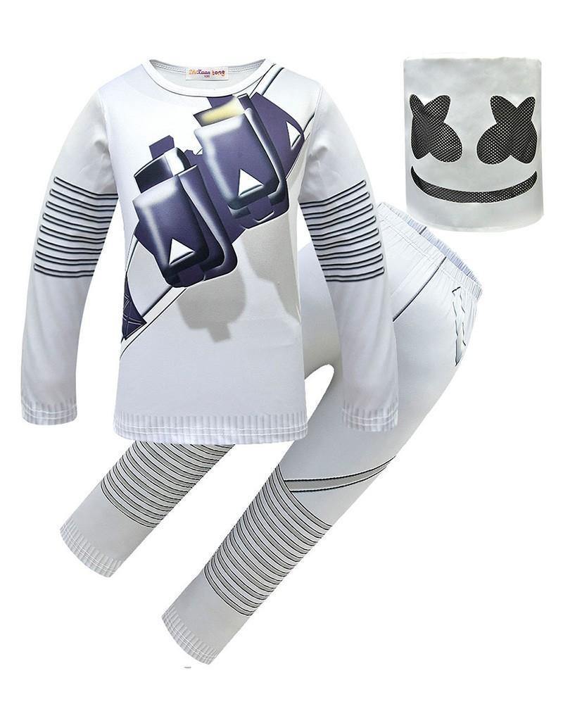 3-12 Years Boys Dj Marshmello Long Sleeve Tracksuit Cosplay Costume-Mayoulove