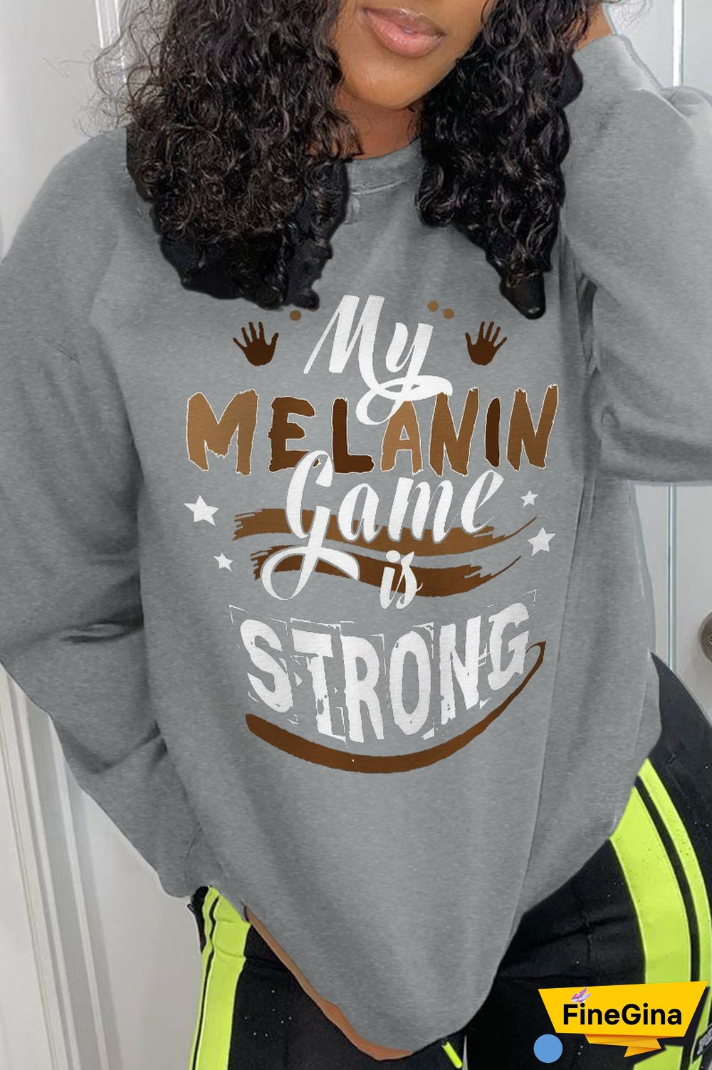 Grey Casual Daily Print Letter O Neck Tops