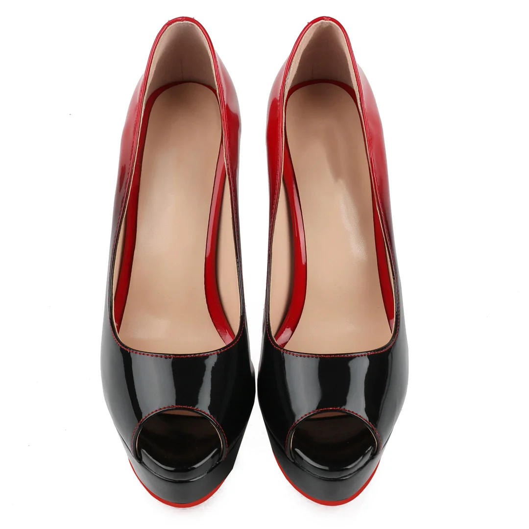 150mm Red Bottom Sky High Platform Pumps Gradient Color Shoes-MERUMOTE