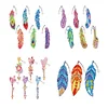 6pcs/set 5D DIY Diamond Painting Feather Shape Bookmark Kits