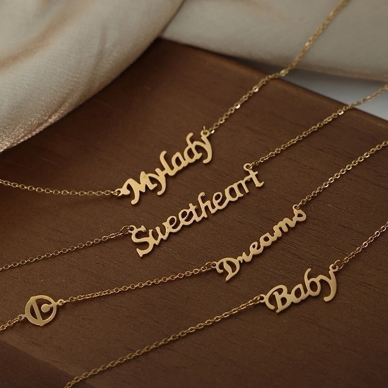 Sweet Solid Color Titanium Steel 18K Gold Plated Plating Necklace