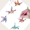 6pcs Diamonds Painting Birds Christmas Atmosphere Window Stickers For Home Decor