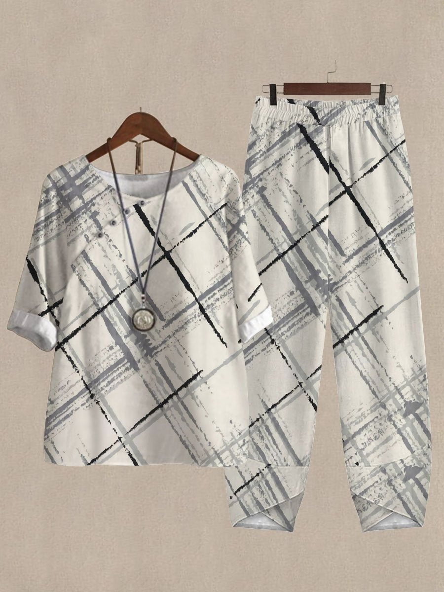 Plaid Print Casual Two-piece Suits