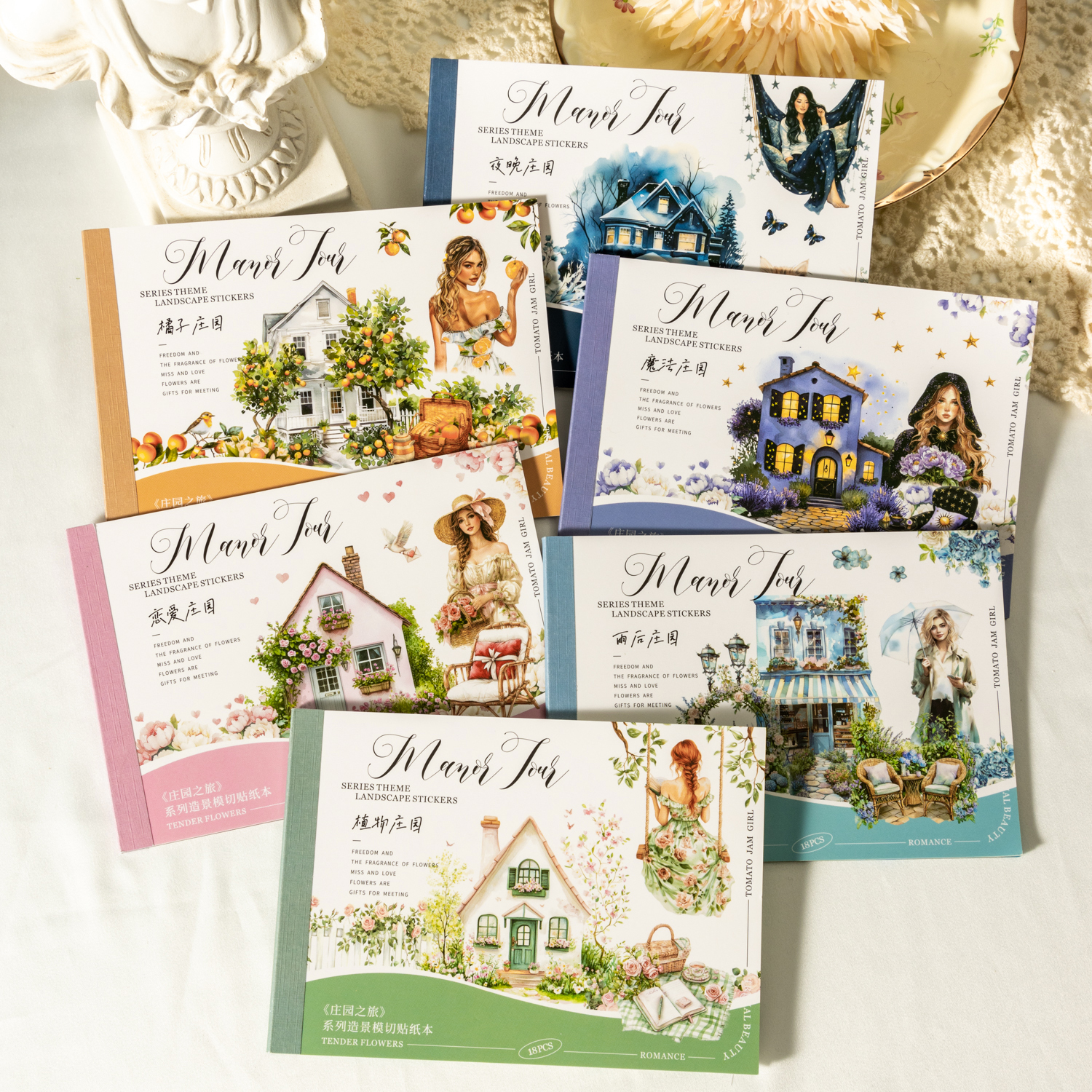 스티커북 - 매너 투어 시리즈 빈티지 꽃 캐릭터