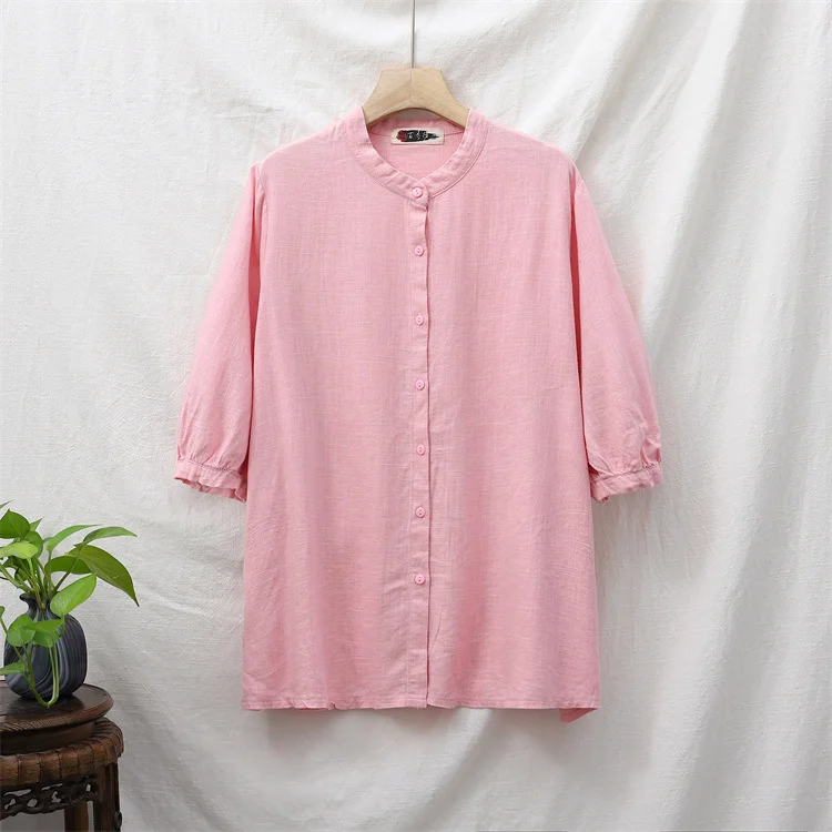 Casual Solid Color Single Breasted Stand-collar Shirt