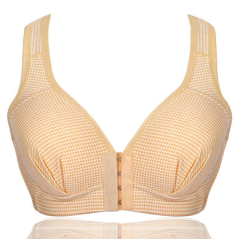  thdmladies Rimless Plaid Cotton Front Button Bra thedmladies