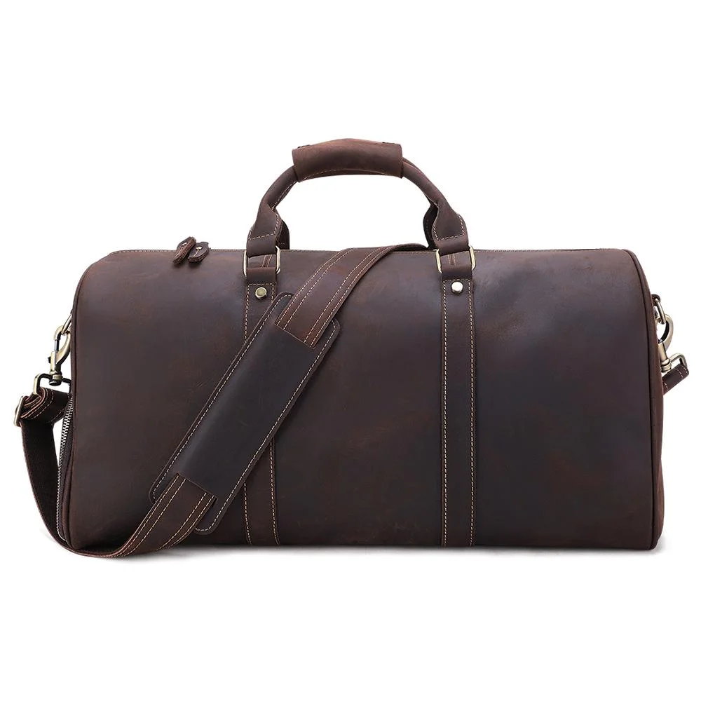 Handmade Genuine Leather Men Travel Bag Large Capacity Duffle Bag