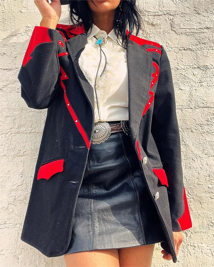 Black Vintage  Western Pieces Blazer