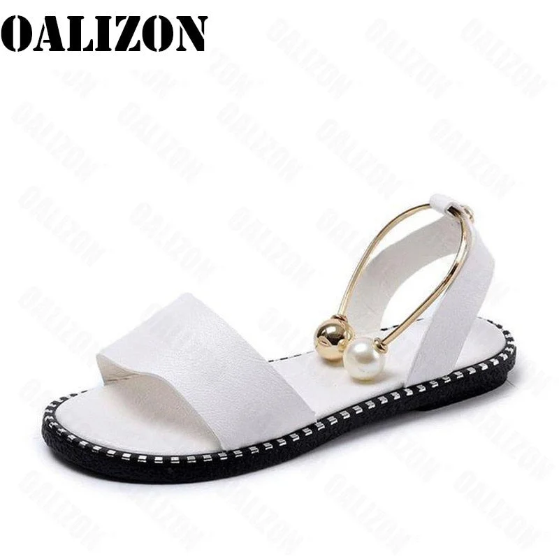 New Summer Women's Beaded Pearly Sandals Slippers Shoes Women Ladies Flats Sandals Flip Flop Casual Flat Slingback Sandals Shoes