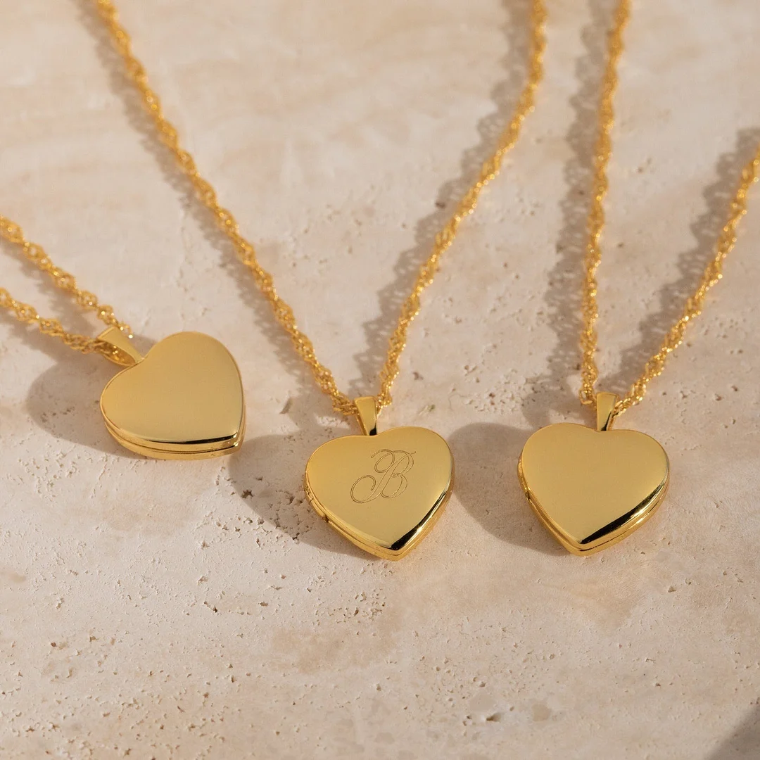 Initial Heart Locket Necklace-50% Off Mother's Day Sale